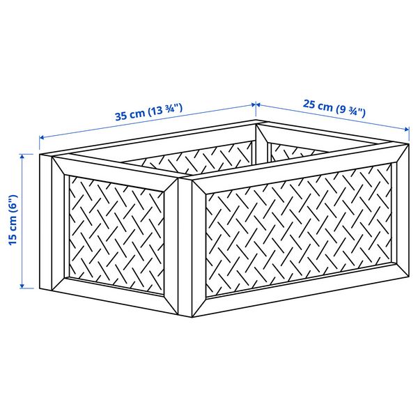 VÄLTNING Ящик - естественный 25x35x15 см - схема-чертеж с размерами