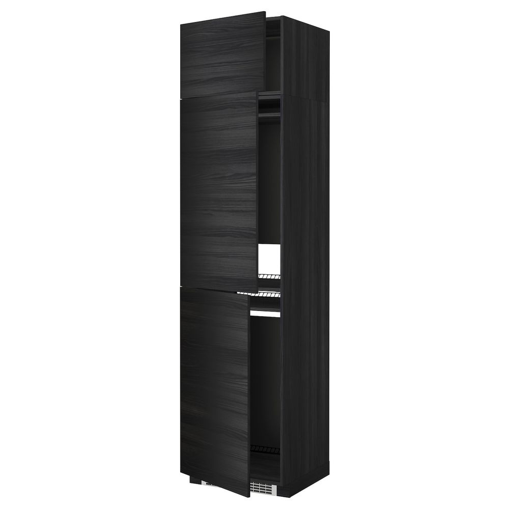 Высокий шкаф для холодильника или морозильника, с 3 дверями, черный, Тингсрид черный 60x60x240 см IKEA МЕТОД 192.331.13 - схема-чертеж с размерами