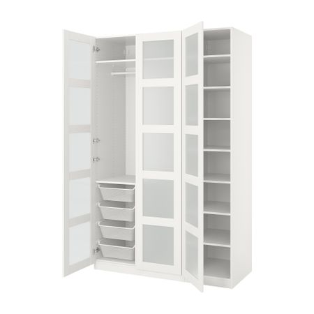 Гардероб, белый Bergsbo матовое стекло, 150x60x236 см IKEA PAX ПАКС 091.288.05