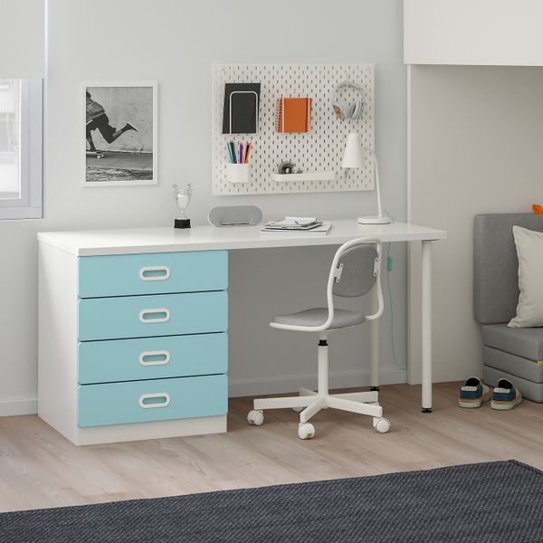 Кровать-чердак, 4 ящика, 2 дверцы, белый/голубой 207x99x182 см IKEA СТУВА / ФРИТИДС 592.621.89 - схема-чертеж с размерами