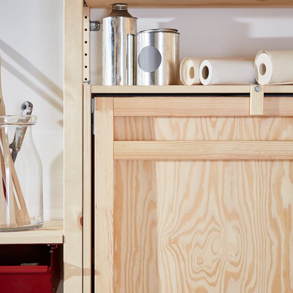 Стеллаж со столом/шкафами/ящиками, сосна/красный 175x30-104x179 см IKEA IVAR ИВАР 793.035.13 - фото 5