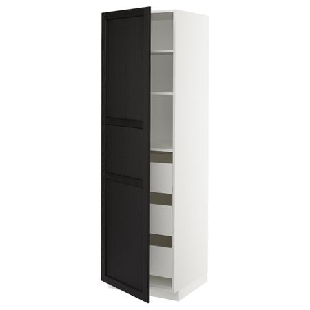 Высокий шкаф с ящиками, белый, Лерхюттан черная морилка, 60x60x200 см IKEA МЕТОД / МАКСИМЕРА 092.584.44