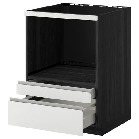 Напольный шкаф для комбинирования СВЧ, ящики МЕТОД / МАКСИМЕРА, черный, Нодста белый (60x60 см)