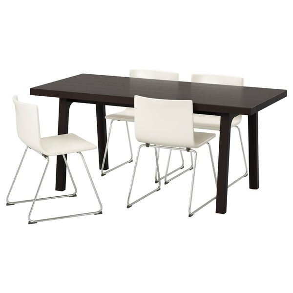 Стол и 4 стула ВЭСТАНБИ/ВЭСТАНО / БЕРНГАРД, темно-коричневый, Кават белый (170 см) - фото 1