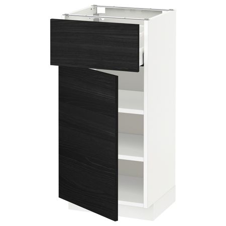 Напольный шкаф с ящиком/дверью, белый, Тингсрид черный 40x37 см IKEA МЕТОД / МАКСИМЕРА 192.359.42