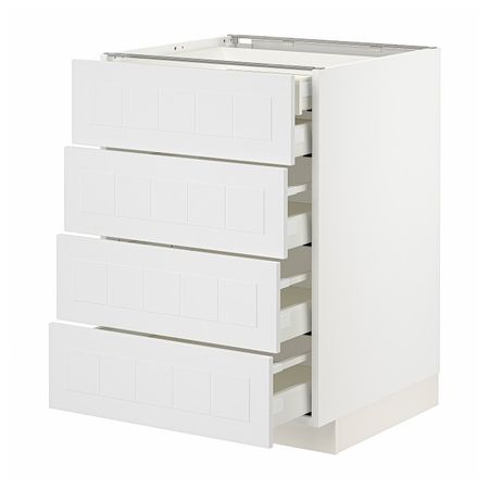 Напольный шкаф 4фасада/2нзк/3 средних ящ, белый/Стенсунд белый 60x60 см IKEA METOD МЕТОД / MAXIMERA МАКСИМЕРА 194.096.83