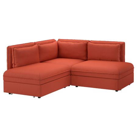 3-местный угловой диван-кровать ВАЛЛЕНТУНА, Оррста оранжевый