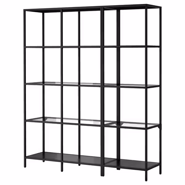 VITTSJÖ Шкаф - черно-коричневый/стекло 151x36x175 см - фото 1