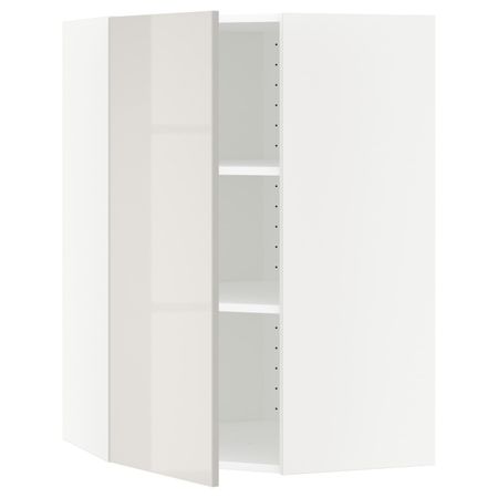 Угловой навесной шкаф с полками, белый/Рингульт светло-серый 68x100 см IKEA METOD МЕТОД 692.323.28
