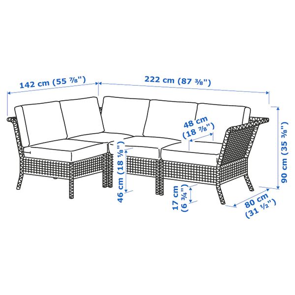 IKEA в интерьере - схема-чертеж с размерами