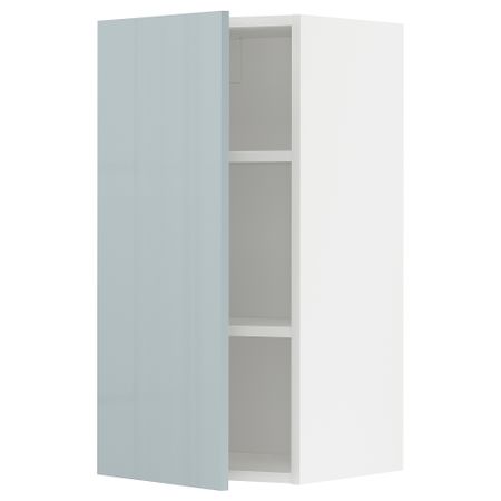 Навесной шкаф с полками, 40x80 см, белый, Kallarp серо-синий светлый IKEA METOD МЕТОД 994.791.15