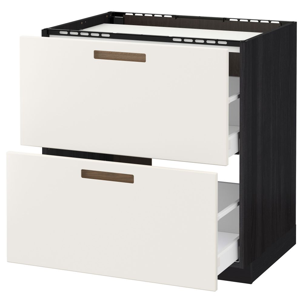 Напольный шкаф, 2 фронтальных панели, 3 ящика МЕТОД / МАКСИМЕРА, черный, Мэрста белый - схема-чертеж с размерами