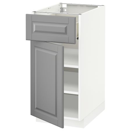 Напольный шкаф с ящиком, дверью МЕТОД / ФОРВАРА, белый, Будбин серый