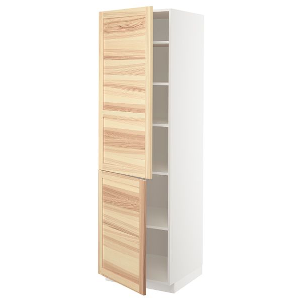 Высокий шкаф с полками, 2 дверцы, белый/Торхэмн ясень 60x60x200 см IKEA METOD МЕТОД 694.455.13 - схема-чертеж с размерами
