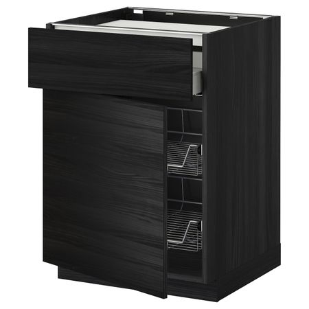 Напольный шкаф для варочной панели, ящик, 2 проволочных крзн, черный, Тингсрид черный 60x60 см IKEA МЕТОД / МАКСИМЕРА 792.349.49