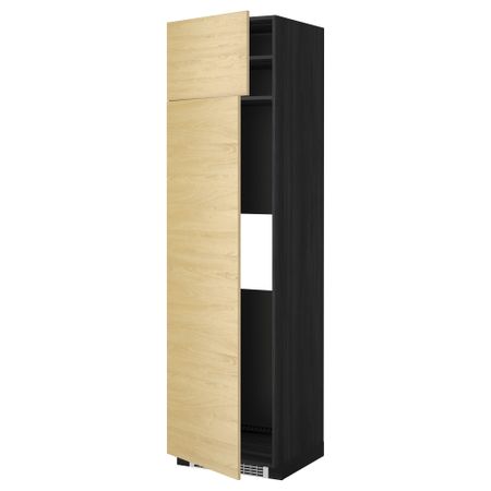 Высокий шкаф для холодильника или морозильник МЕТОД, черный, Тингсрид береза