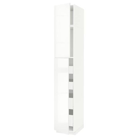 Высокий шкаф/2дверцы/4ящика, белый/Рингульт белый 40x60x240 см IKEA METOD МЕТОД / MAXIMERA МАКСИМЕРА 494.469.57