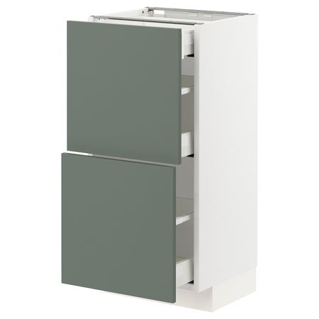 Напольный шкаф/2фасада/3ящика, белый/Бодарп серо-зеленый 40x37 см IKEA METOD МЕТОД / MAXIMERA МАКСИМЕРА 693.167.33