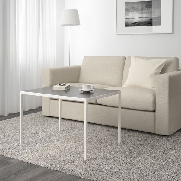Журнальный стол/2-сторон столешница, белый/серый, 75x60x50 см IKEA НИБОДА 403.479.33 - фото 3