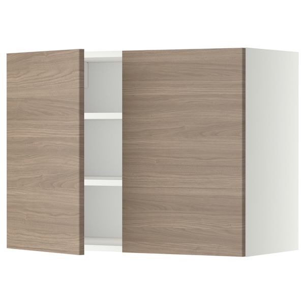 Навесной шкаф с полками, 2 дверцы МЕТОД, белый, Брокхульт светло-серый - схема-чертеж с размерами