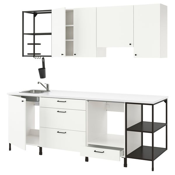 Кухня, антрацит, белый, 243x63.5x222 см IKEA BEGIVENHET БЕГИВЕНХЕТ 993.381.06 - фото 1