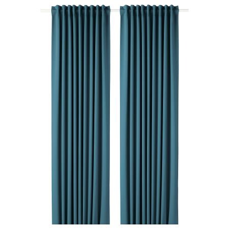 Гардины, блокирующие свет, 1 пара МАЙГУЛЛ, сине-зеленый (145x300 см)