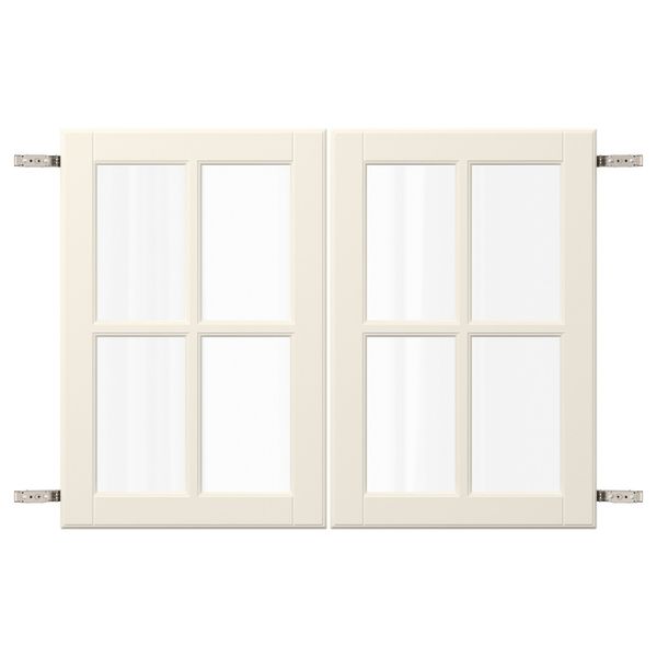 Пара дверец с петлями, белый с оттенком 80x60 см IKEA BODBYN БУДБИН 992.850.99 - схема-чертеж с размерами