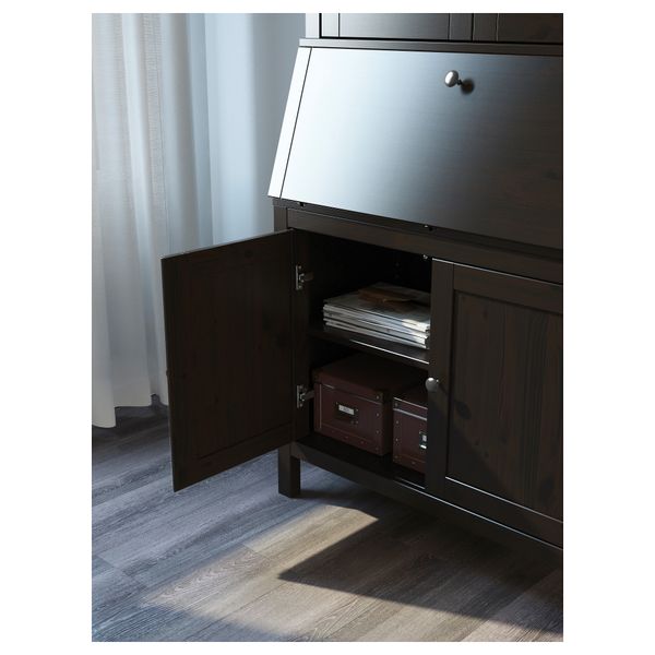 Бюро с дополнительным модулем ХЕМНЭС, черно-коричневый (89x198 см) - фото 3