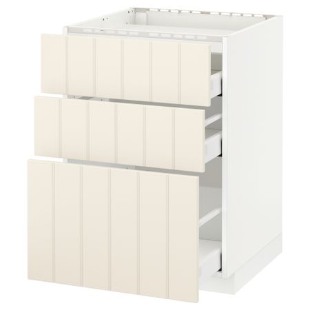 Напольный шкаф, 3 фронтальных панели, 3 ящика МЕТОД / МАКСИМЕРА, белый, Хитарп белый с оттенком