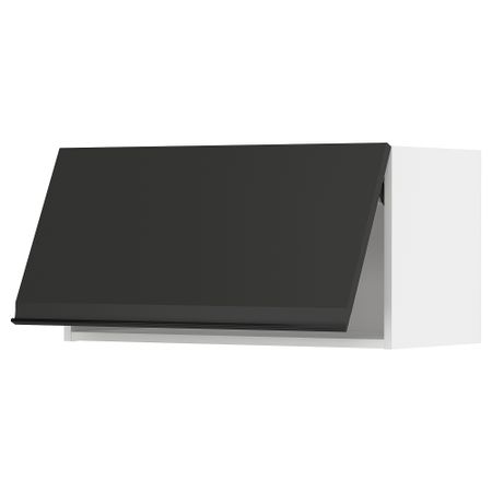 Навесной горизонтальный шкаф, белый, Upplöv матовый антрацит, 80x40 см IKEA METOD МЕТОД 894.930.89