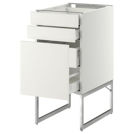 Напольный шкаф 3 фронтальных панели, 2 нижних, 2 средних ящика МЕТОД / МАКСИМЕРА, белый, Хэггеби белый