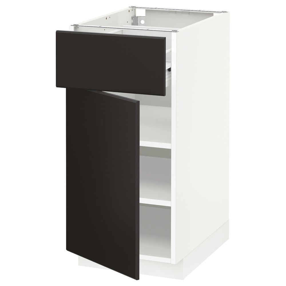 Напольный шкаф с ящиком/дверью, белый/Кунгсбакка антрацит 40x60 см IKEA МЕТОД / ФОРВАРА 792.197.36 - схема-чертеж с размерами
