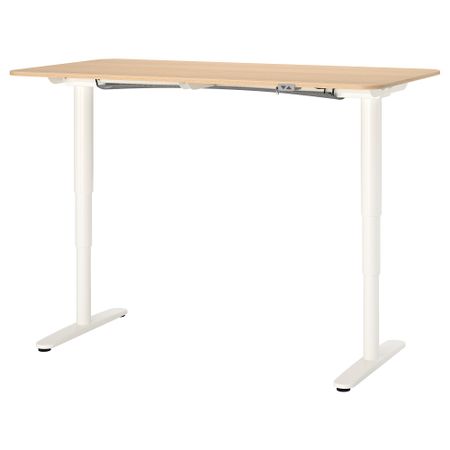 Стол-трансформер, 160x80 см, дубовый шпон, беленый, белый IKEA BEKANT БЕКАНТ 492.820.84