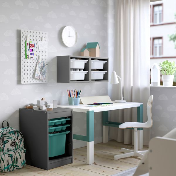 Комбинация с контейнером и лотками, серый, бирюзовый, 34x44x56 см IKEA TROFAST ТРУФАСТ 695.161.00 - фото 3