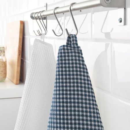 Полотенце кухонное, белый, синий 50x70 см IKEA ТРОЛЛЬПИЛ 503.720.07