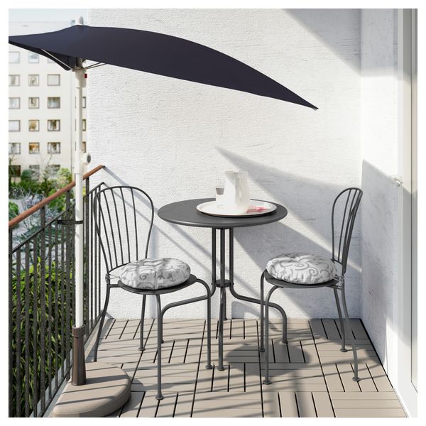 Стол + 2 стула, для сада ЛЭККЭ, серый, Стегон бежевый - фото 2