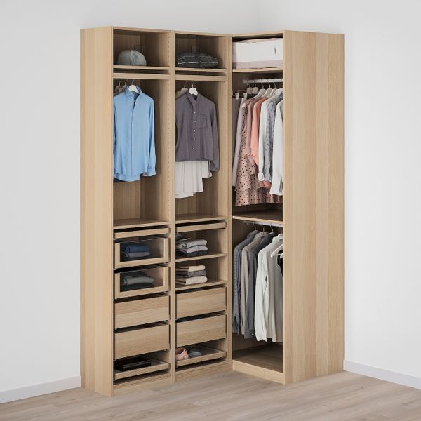 Гардероб угловой, под беленый дуб/зеркальное стекло 160/88x236 см IKEA PAX ПАКС / REPVÅG/VIKEDAL РЕПВОГ/ВИКЕДАЛЬ 893.309.93 - фото 2