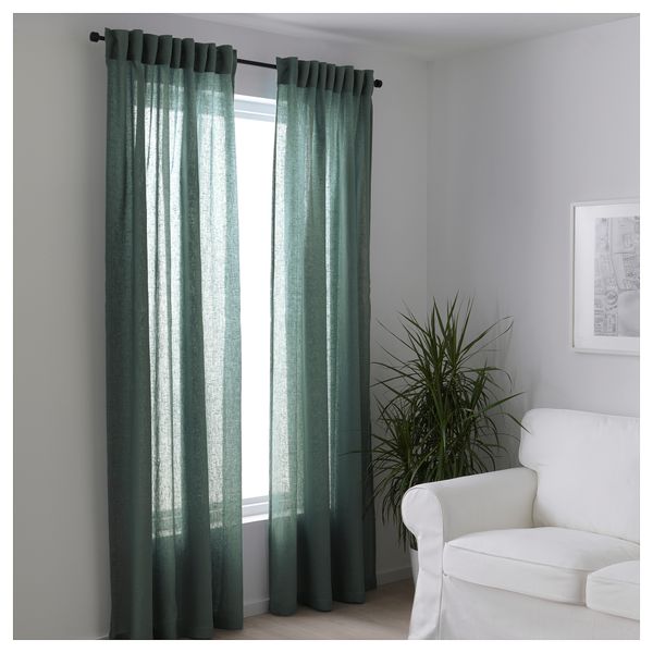 Гардины, 1 пара ЛЕЙОНГЭП, зеленый (145x300 см) - схема-чертеж с размерами