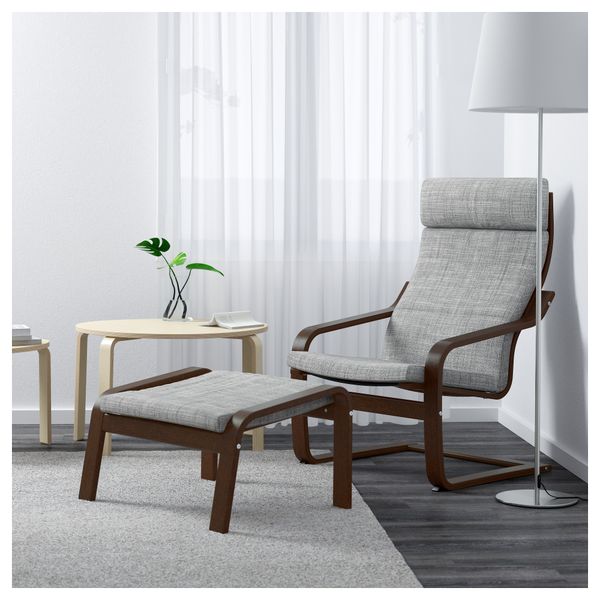 Кресло ПОЭНГ, коричневый, Исунда серый - фото 2