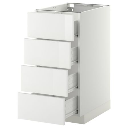 Напольный шкаф 4 фронтальных панели, 4 ящика МЕТОД / ФОРВАРА, белый, Рингульт белый