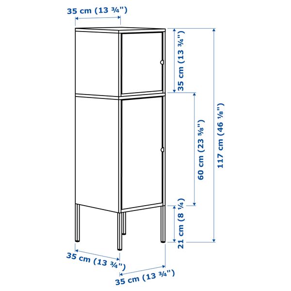 Комбинация для хранения ЛИКСГУЛЬТ, красный, оранжевый (35x117 см) - схема-чертеж с размерами