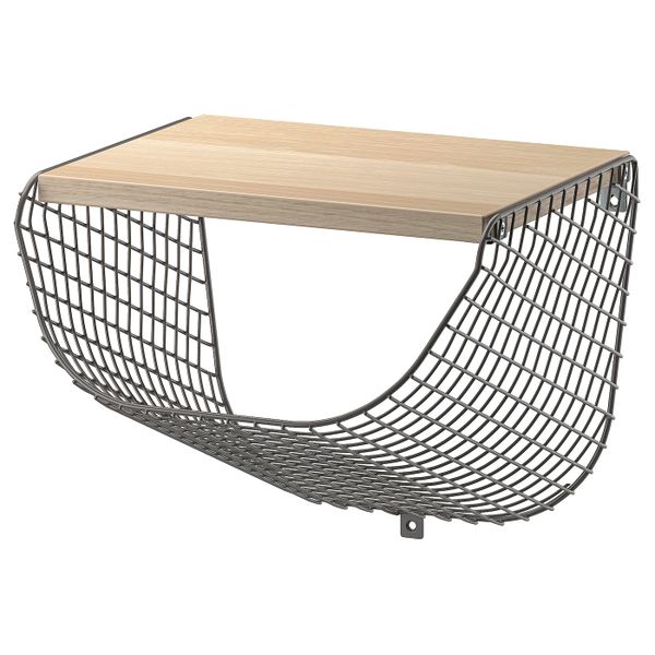 Полка с отделением для хранения, темно-серый/под беленый дуб 30x28 см IKEA SVENSHULT СВЕНСХУЛЬТ 204.305.32 - фото 1