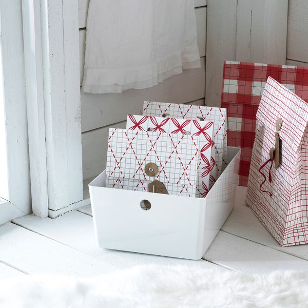 Подарочный пакет, белый, красный с рисунком, 10x26 см/2.5 л IKEA ВИНТЕР 2019 704.345.61 - схема-чертеж с размерами