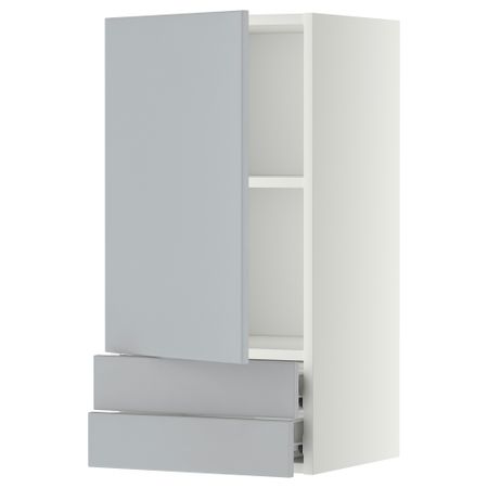 Навесной шкаф с дверцей, 2 ящика МЕТОД / ФОРВАРА, белый, Веддинге серый