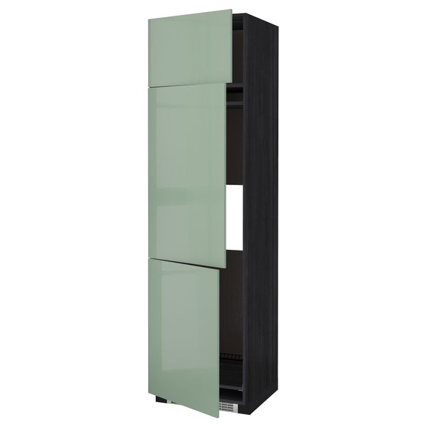 Высокий шкаф для холодильника или морозильника, с 3 дверями МЕТОД, черный, Калларп светло-зеленый - схема-чертеж с размерами