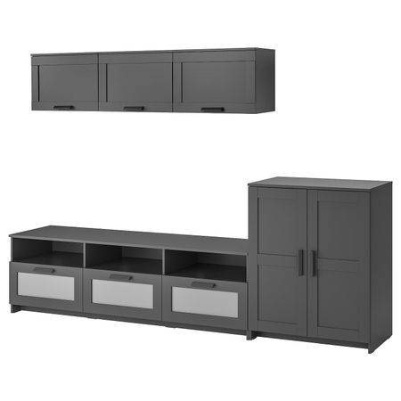 Шкаф для ТВ, комбинация, черный 258x41x190 см IKEA BRIMNES БРИМНЭС 393.967.26