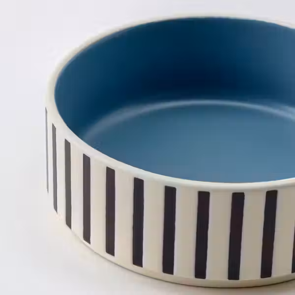 UTSÅDD УТСОДД Миска для домашнего питомца - орнамент «полоска» черно-синий/серо-синий 11 см - схема-чертеж с размерами