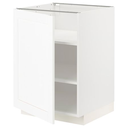 METOD Напольный шкаф с полками - белый Enköping/белый под дерево 60x60 см