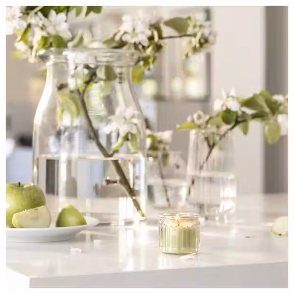 LÖVSKOGSLUND ЛЁВСКОГСЛУНД Ароматическая свеча в стакане - схема-чертеж с размерами