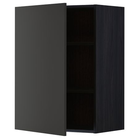 Навесной шкаф с полками, черный, Nickebo матовый антрацит, 60x80 см IKEA METOD МЕТОД 394.976.31